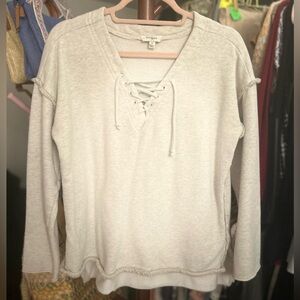 🖤Umgee Women's Cream Lace-Up Top